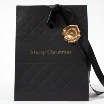 Geschenktasche Diamond, Geschenkverpackung, Geschenktasche, embossed merry Christmas, schwarz